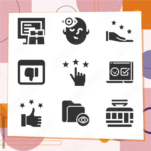 Simple set of 9 icons related to analyse