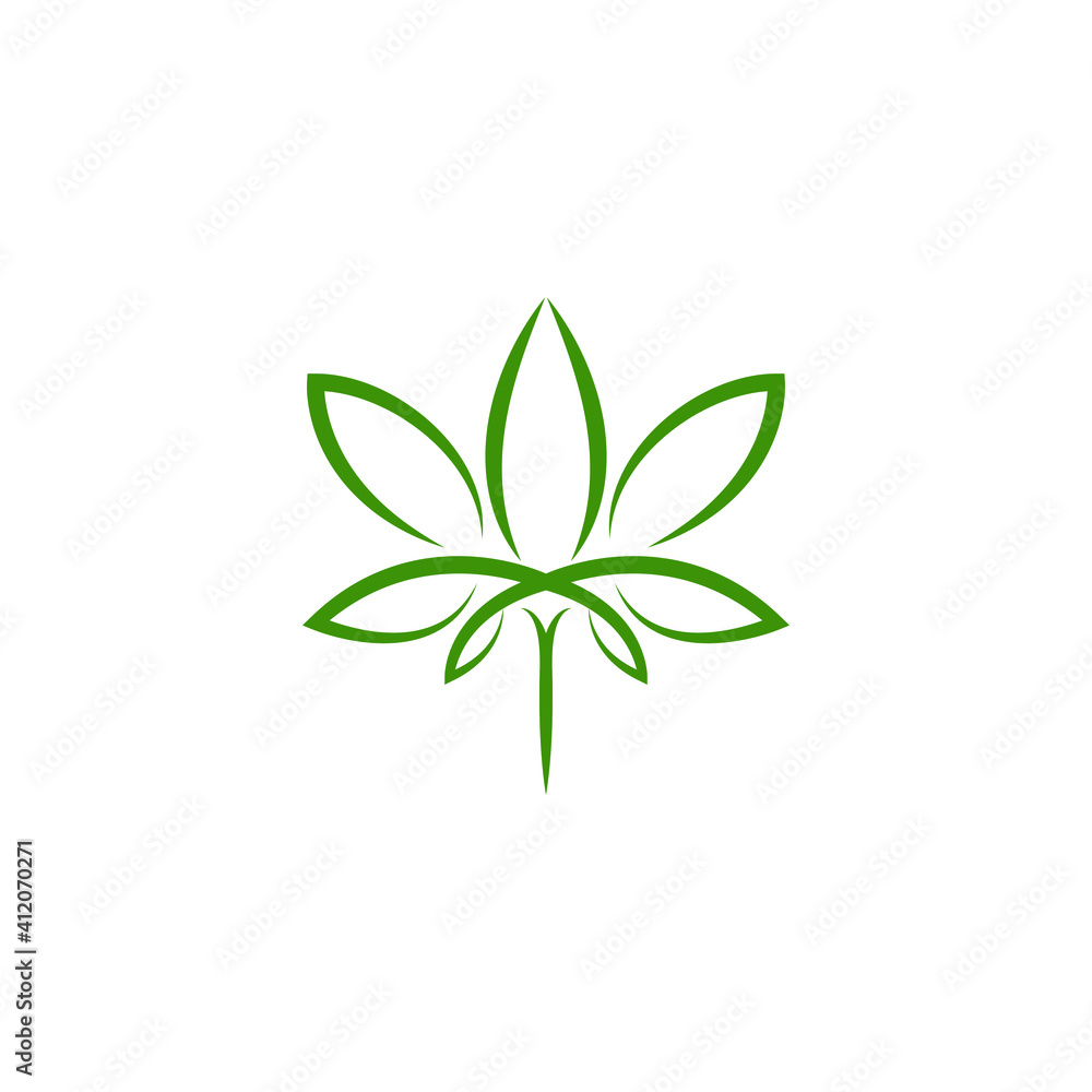 CBD Cannabis Marijuana Pot Hemp Leaf with Line Art style Logo design CBD Cannabis Marijuana Pot Hemp Leaf with Line Art style Logo design