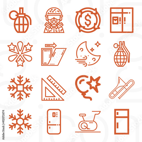 16 pack of convection  lineal web icons set