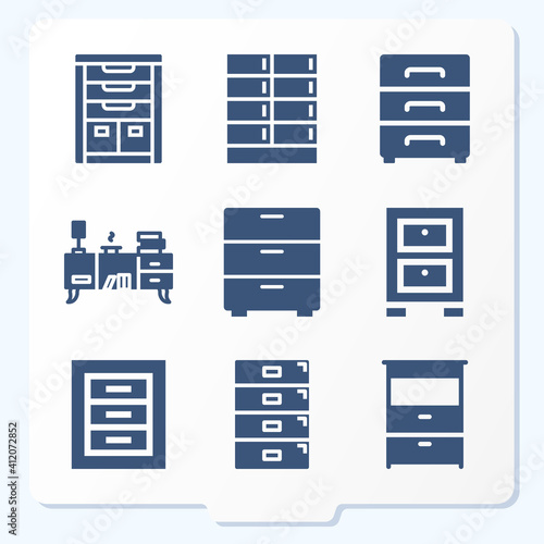 Simple set of 9 icons related to planning board