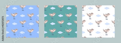 Children's seamless print of birds. Use for textiles, packaging and stationery-01