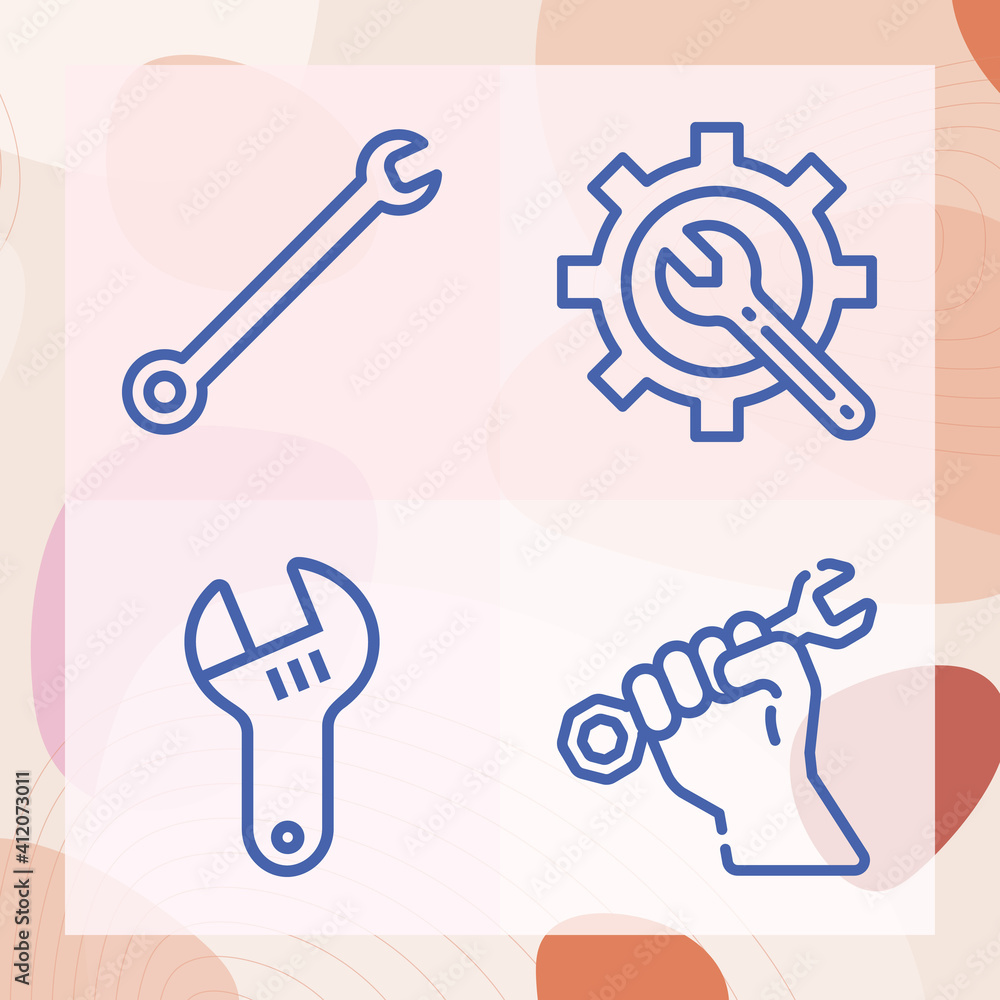 Simple set of wrench related lineal icons Simple set of wrench related lineal icons