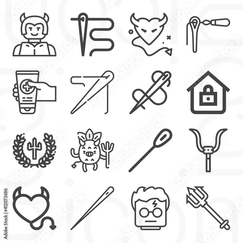 16 pack of plague  lineal web icons set
