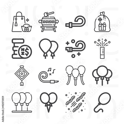 16 pack of newly  lineal web icons set