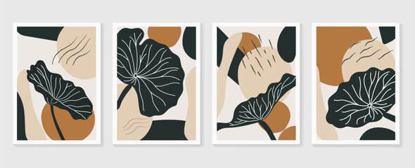 Fotobehang Interieurtrends Mid-century botanische lijntekening natuurkleuren  © TWINS DESIGN STUDIO