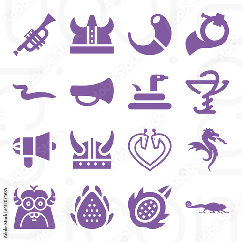 16 pack of serpent  filled web icons set