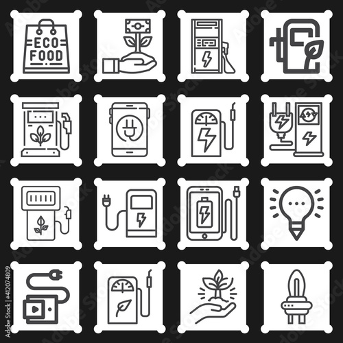 16 pack of efficient  lineal web icons set