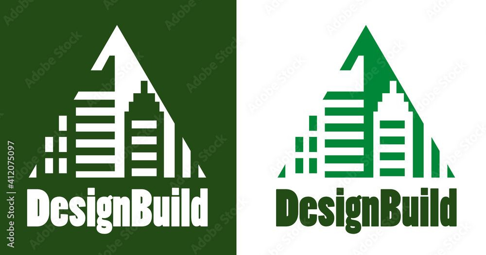 Home building logo and symbols. Eco Real estate vector logo. Vector Abstract icons green triangle. Home building logo and symbols. Eco Real estate vector logo. Vector Abstract icons green triangle.