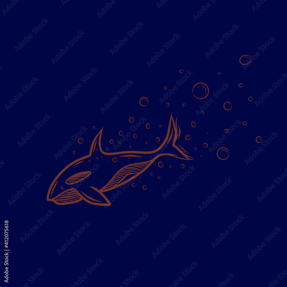 Whale Line Pop Art logo. Colorful design with dark background. Abstract vector illustration. Whale Line Pop Art logo. Colorful design with dark background. Abstract vector illustration.