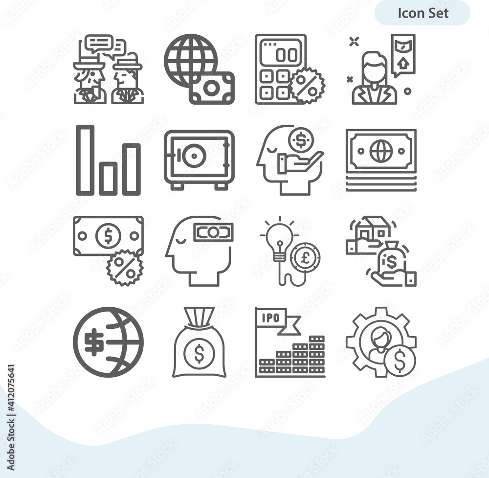 Simple set of wall street related lineal icons. Simple set of wall street related lineal icons.