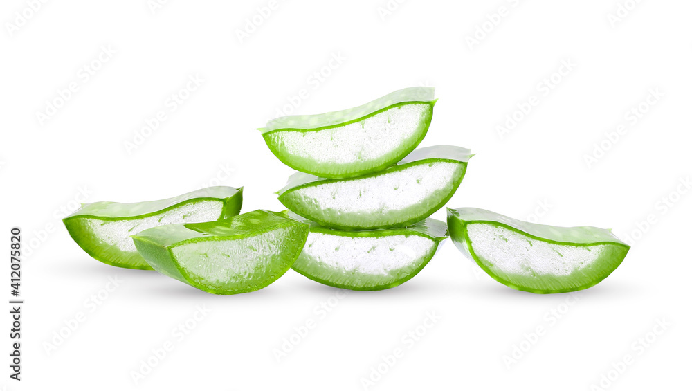 Aloe vera slice on white background. Aloe vera slice on white background.