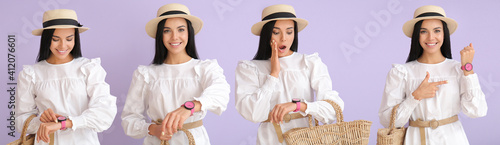 Collage of young woman with...
