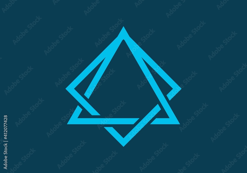 Blue color merger of triangle and square shape Blue color merger of triangle and square shape