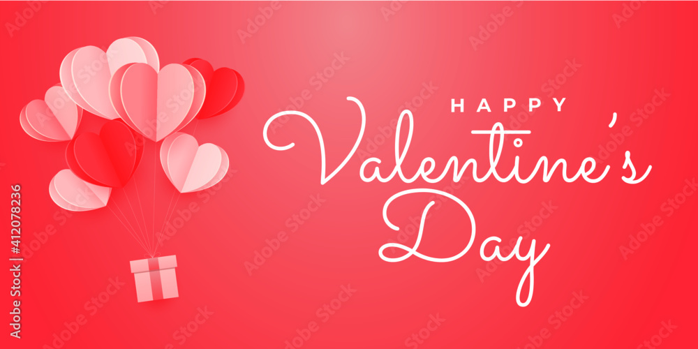 valentines day banner background paper style