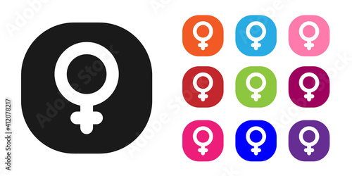 Black Venus symbol icon isolated on white background. Astrology, numerology, horoscope, astronomy. Set icons colorful. Vector.