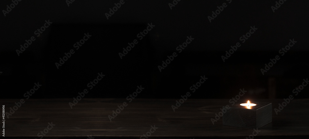 Decorative wooden candlestick on the table. Design Decorative wooden candlestick on the table. Design