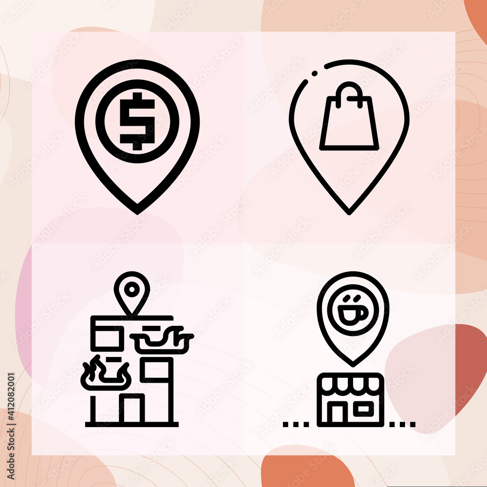 Simple set of locating related lineal icons Simple set of locating related lineal icons
