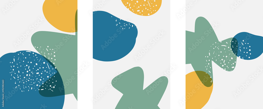Fototapeta premium Hand drawn doodle shapes, wall art painting style, vector abstract background templates. A4 poster design or for covers, banners, flyers