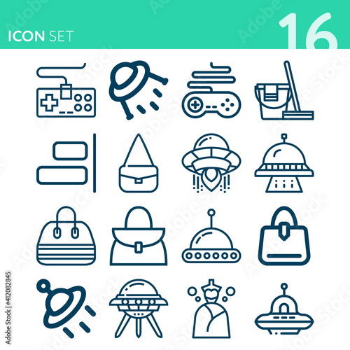 Simple set of 16 icons related to observable
