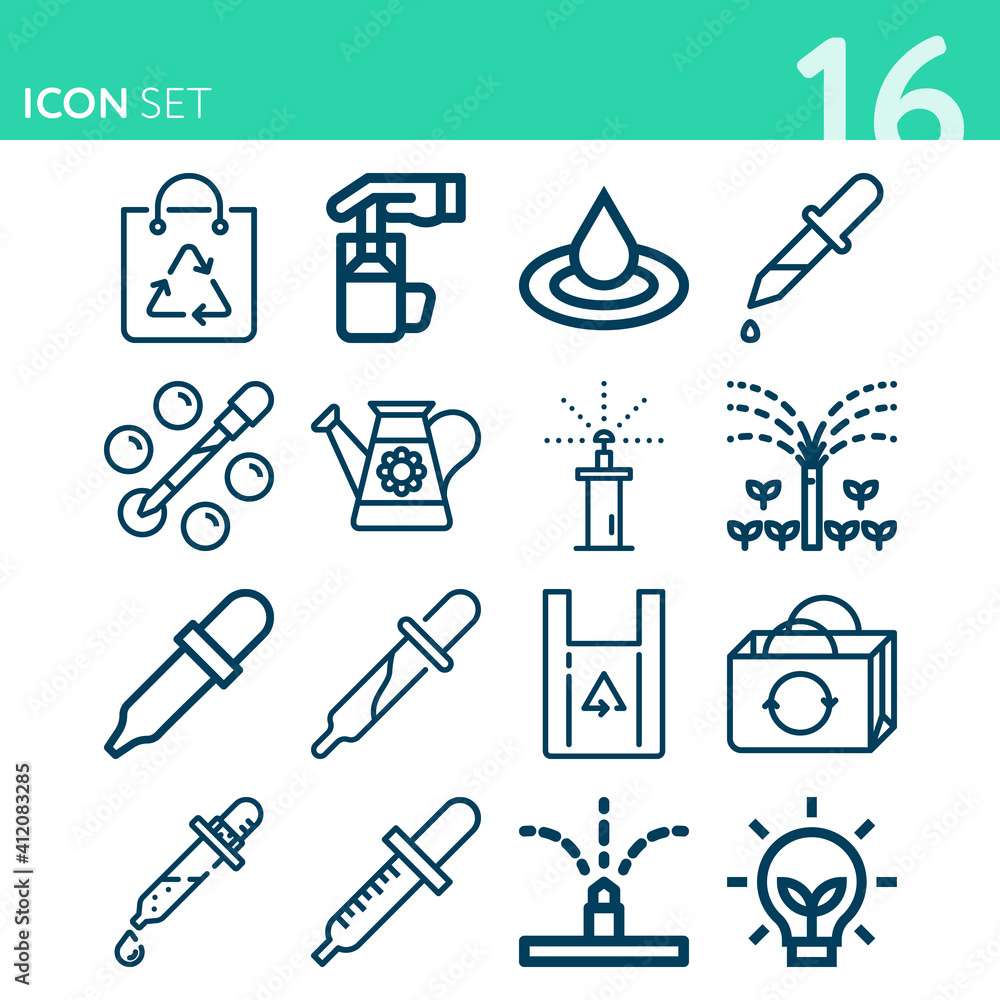 Simple set of 16 icons related to sharply Simple set of 16 icons related to sharply