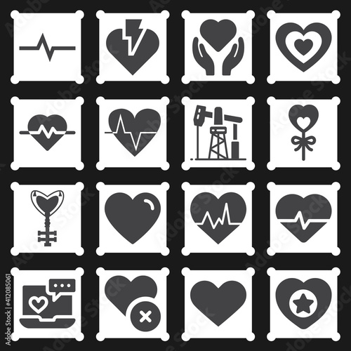 16 pack of cardiovascular system  filled web icons set