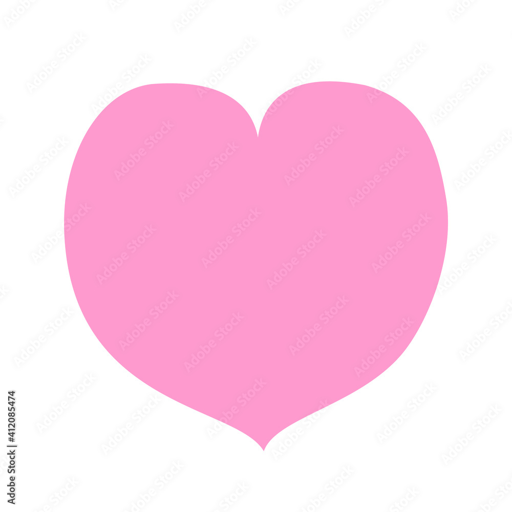 Vector big pink heart. Love sign symbol. Cute graphic object. Flat design isolated. Simple template, decoration, backdrop for greeting card, invitation, Valentines Day