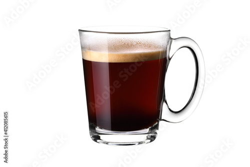 Glass cup of espresso coffee isolated on white background