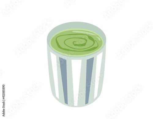 お茶の入った湯のみのベクターイラスト