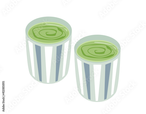 お茶の入った湯のみのベクターイラスト