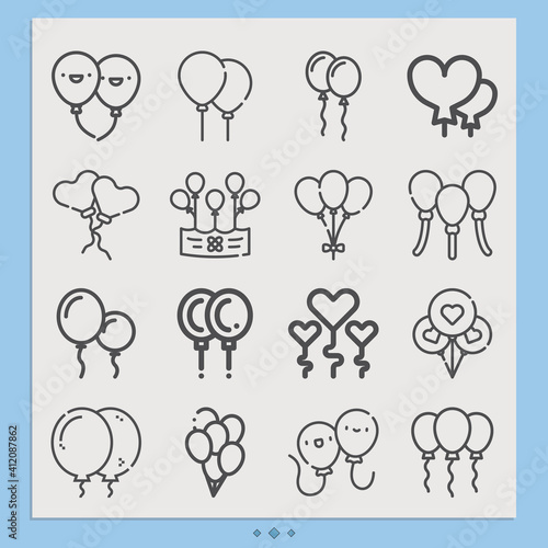 Simple set of balloons related lineal icons.