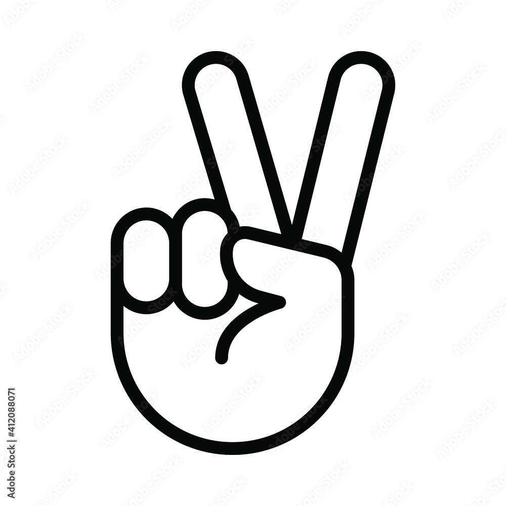 Hand gesture V sign for victory or peace line icon. Simple outline style for apps and websites. Vector illustration on white background. EPS 10 Hand gesture V sign for victory or peace line icon. Simple outline style for apps and websites. Vector illustration on white background. EPS 10