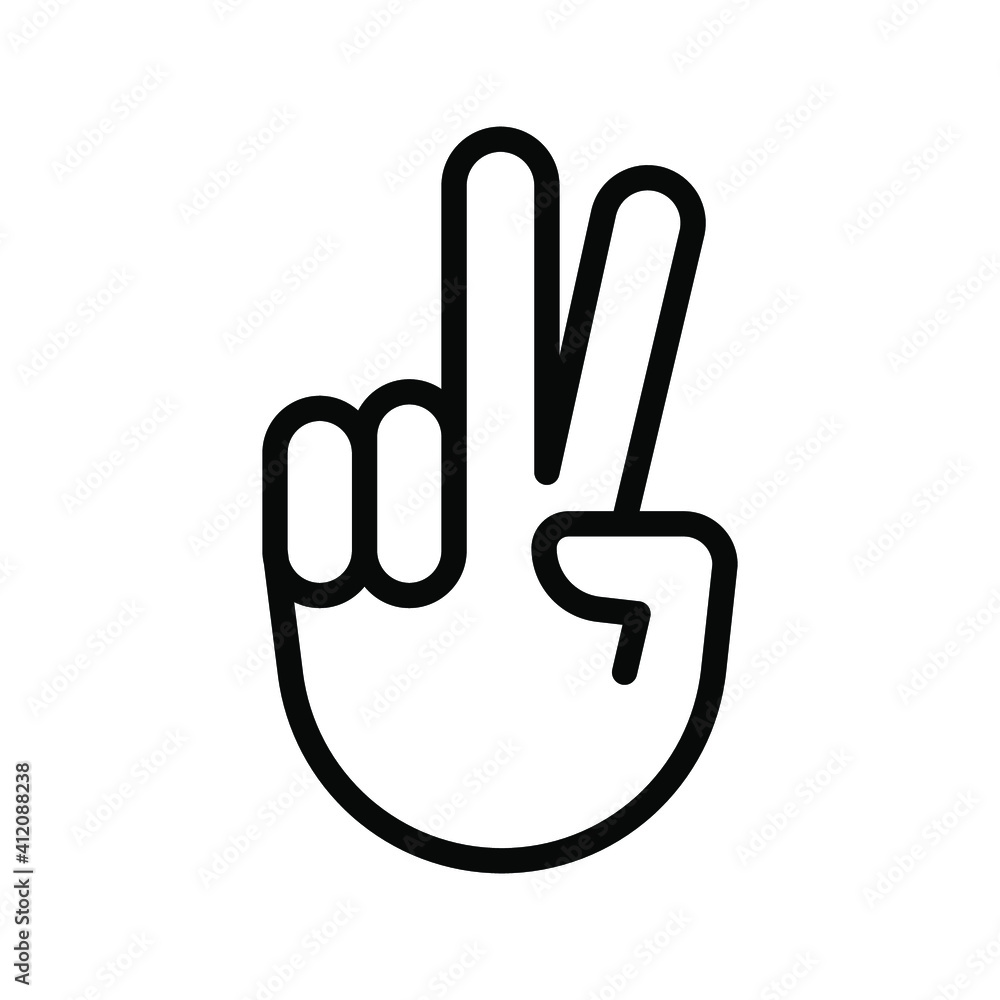 Hand gesture V sign for victory or peace line icon. Simple outline style for apps and websites. Vector illustration on white background. EPS 10 Hand gesture V sign for victory or peace line icon. Simple outline style for apps and websites. Vector illustration on white background. EPS 10