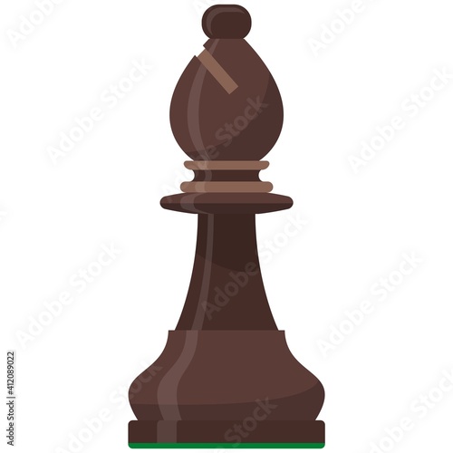 Bishop playing chess piece isolated flat vector icon