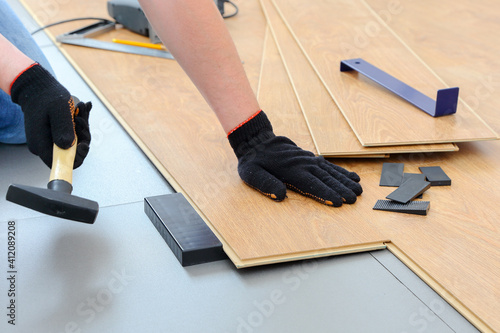 The process of performing work on the installation of laminate