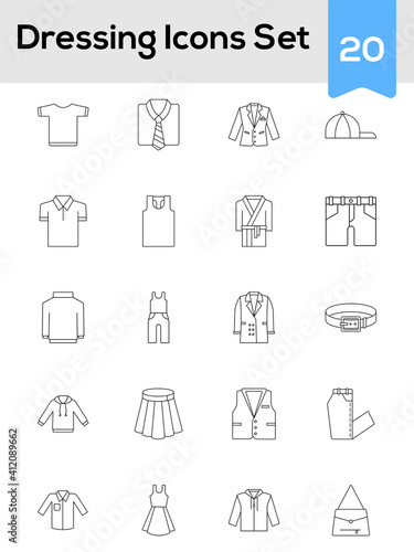 Set Of Dressing Icons Or Symbol In Stroke Style.