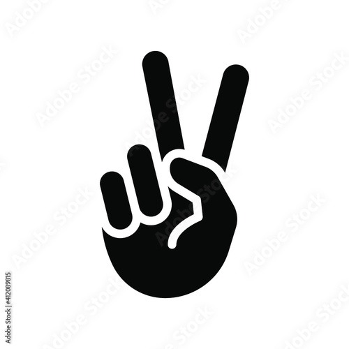 Hand gesture V sign for victory or peace glyph icon. Simple solid style for apps and websites. Vector illustration on white background. EPS 10