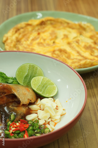 spicy canned sardine salad with lime  chili  garlic and onion