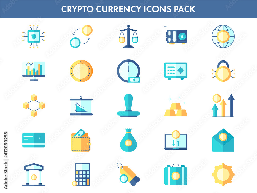 Set Of Crypto Currency Icons In Multicolor. Set Of Crypto Currency Icons In Multicolor.