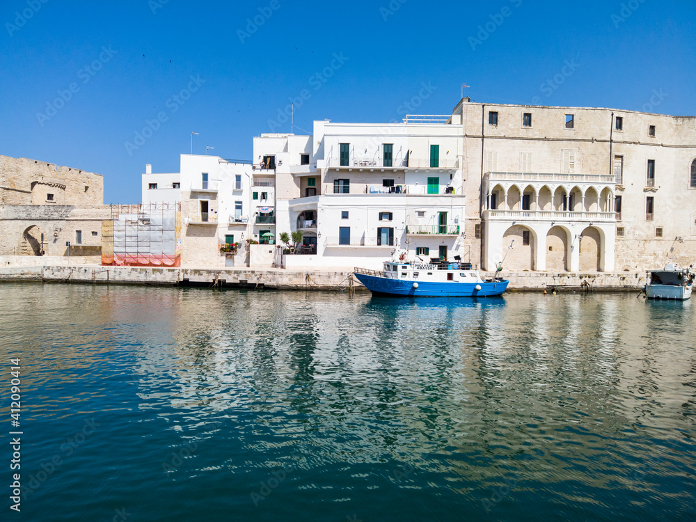 ITALY, MONOPOLI. 2019, JUNE, 10th, Old town and port of Monopoli, Apulia, Italy