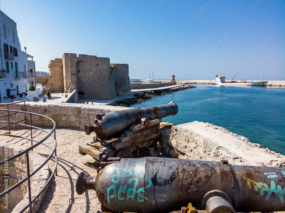 ITALY, MONOPOLI. 2019, JUNE, 10th, Old town and port of Monopoli, Apulia, Italy