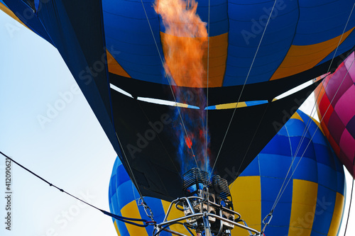 Close up of hot air balloon getting prepared for flight