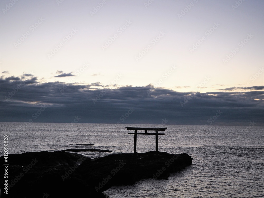 Kamiiso Torii Shrine Gate and Oarai Isosaki Shrine in japan Kamiiso Torii Shrine Gate and Oarai Isosaki Shrine in japan