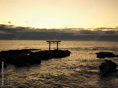 Kamiiso Torii Shrine Gate and Oarai Isosaki Shrine in japan photo