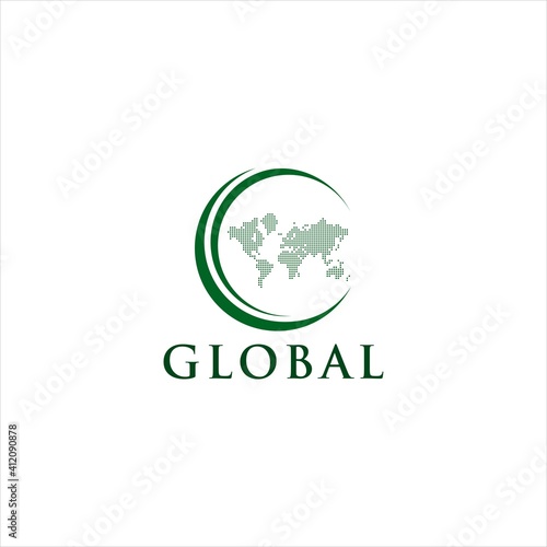 Digital Global world Logo design. dynamic circle internet world vector