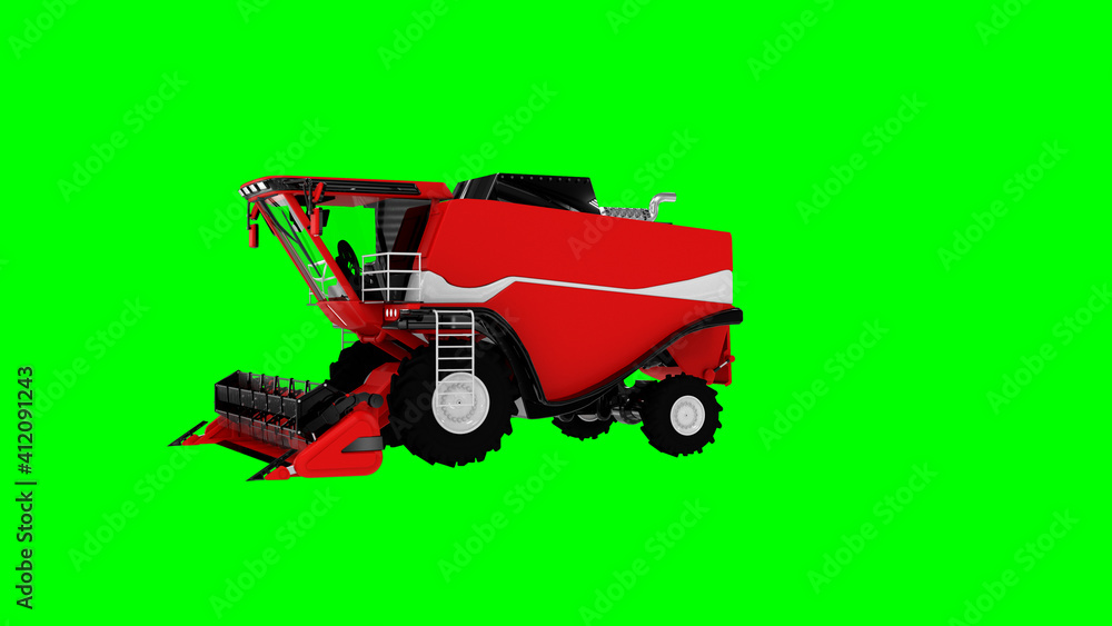digital industrial 3D illustration, realistic combine harvester isolated digital industrial 3D illustration, realistic combine harvester isolated