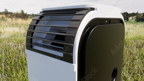 Portable air conditioner rendered in 3D.
The air conditioner is an incredibly useful device in any home, especially one with both heating and cooling function.  photo