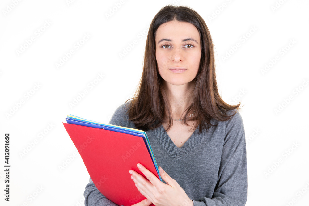 pretty brunette Business Girl looking Camera in Studio Shot pretty brunette Business Girl looking Camera in Studio Shot