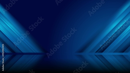 Fototapeta Naklejka Na Ścianę i Meble -  Deep blue smooth glowing stripes tech abstract background
