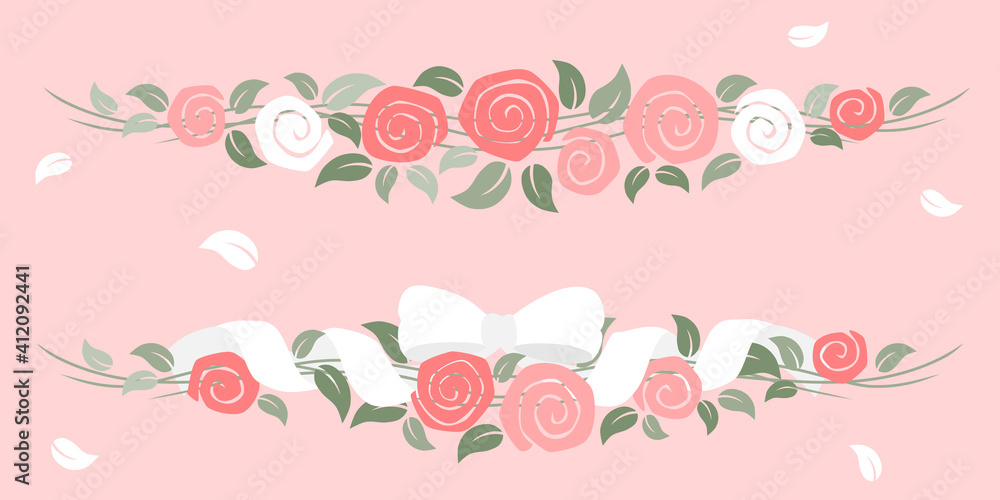 Roses garland with ribbon - valentine day Roses garland with ribbon - valentine day
