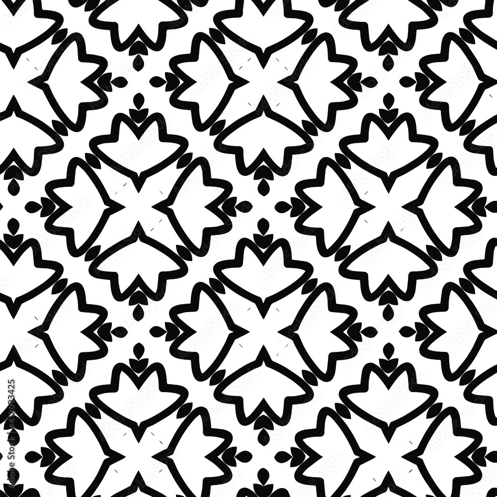 Geometric vector pattern with triangular elements. Seamless abstract ornament for wallpapers and backgrounds. Black and white colors. Geometric vector pattern with triangular elements. Seamless abstract ornament for wallpapers and backgrounds. Black and white colors.